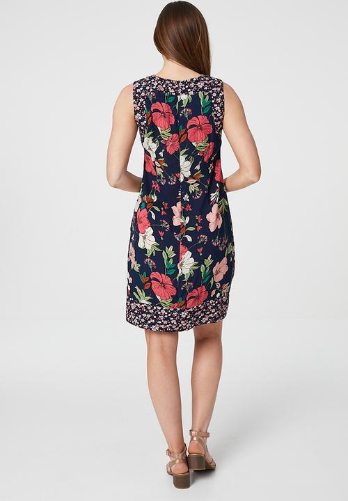 Stella Morgan - Floral sleeveless shift dress - navy