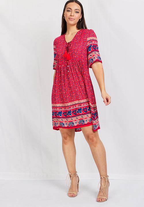 Stella Morgan - Floral print swing dress - multi red