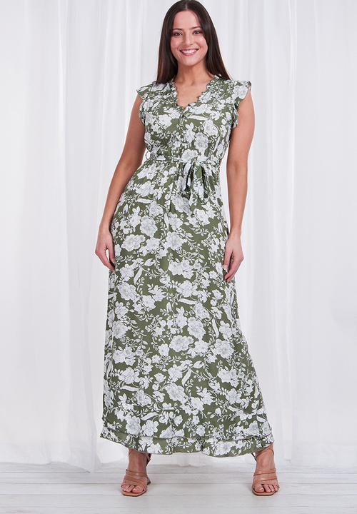 Stella Morgan - Floral sleeveless midi dress - sage