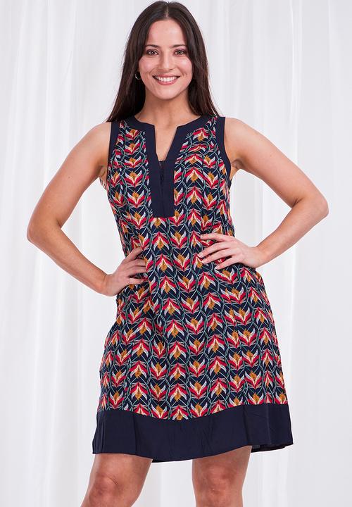 Stella Morgan - Retro print sleeveless shift dress - navy