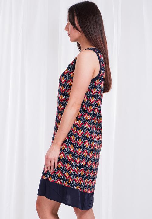 Stella Morgan - Retro print sleeveless shift dress - navy