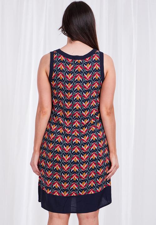 Stella Morgan - Retro print sleeveless shift dress - navy