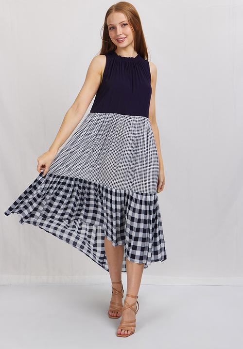 Stella Morgan - Flared asymmetric smock dress - navy