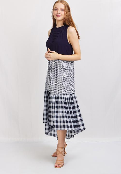 Stella Morgan - Flared asymmetric smock dress - navy