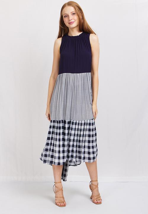 Stella Morgan - Flared asymmetric smock dress - navy