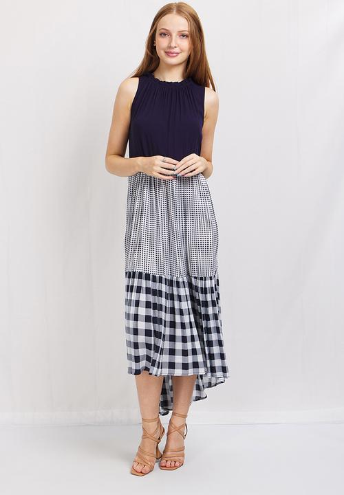Stella Morgan - Flared asymmetric smock dress - navy