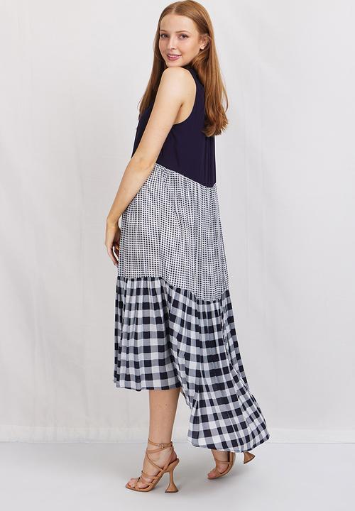 Stella Morgan - Flared asymmetric smock dress - navy