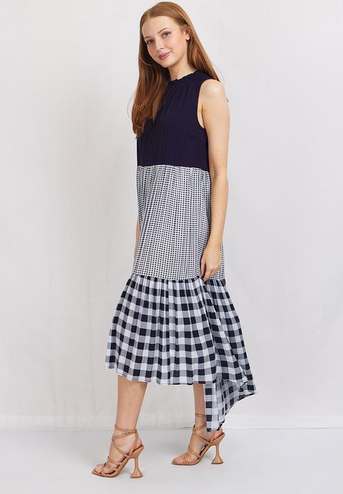 Stella Morgan - Flared asymmetric smock dress - navy