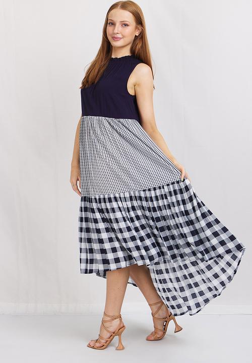 Stella Morgan - Flared asymmetric smock dress - navy