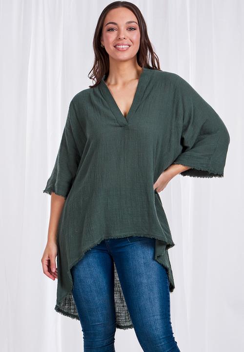 Stella Morgan - High low shirt top - green