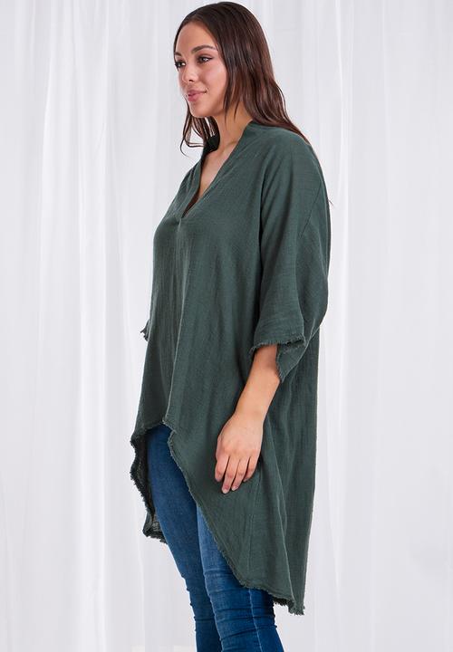 Stella Morgan - High low shirt top - green