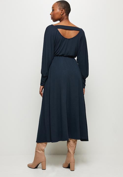 MILLA - Soft touch circle hem dress - navy 