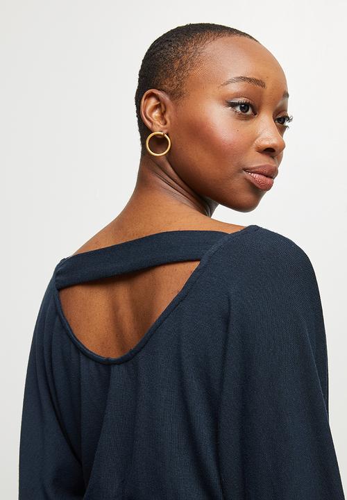MILLA - Soft touch circle hem dress - navy 
