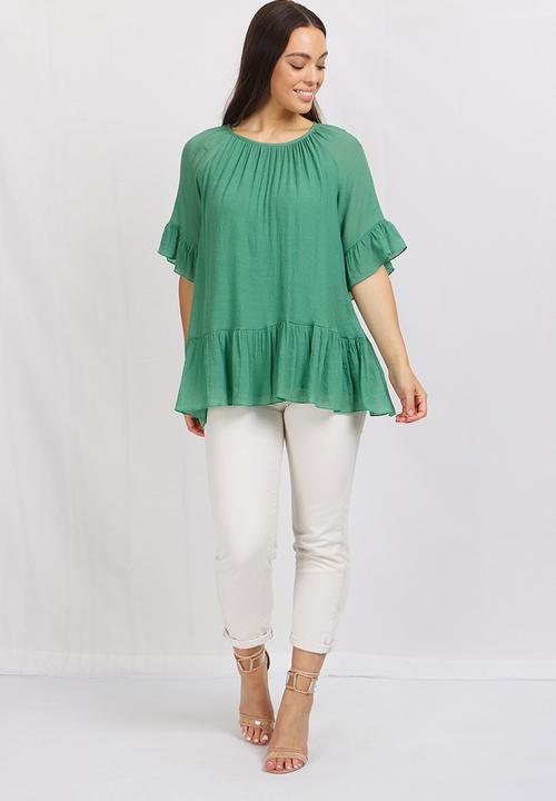 Stella Morgan - Frilled hem smock blouse - green