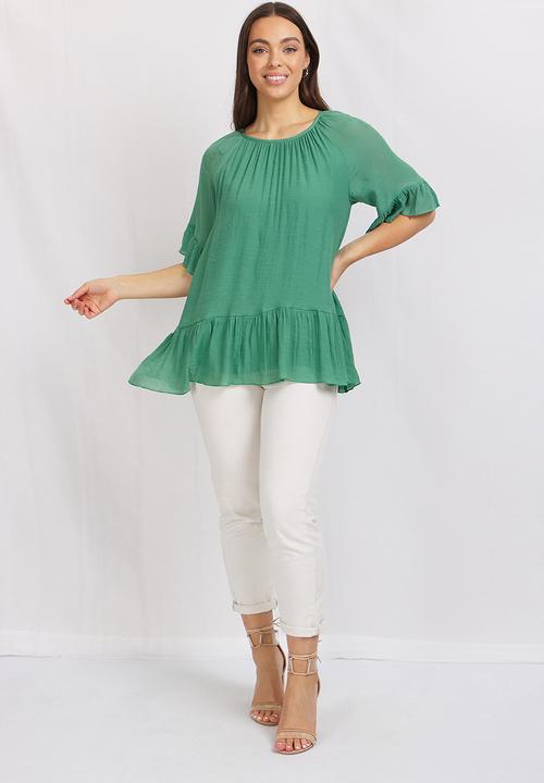 Stella Morgan - Frilled hem smock blouse - green