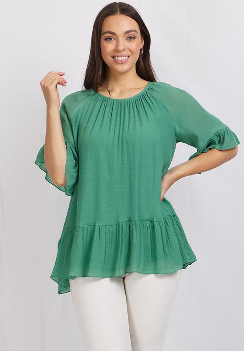 Stella Morgan - Frilled hem smock blouse - green