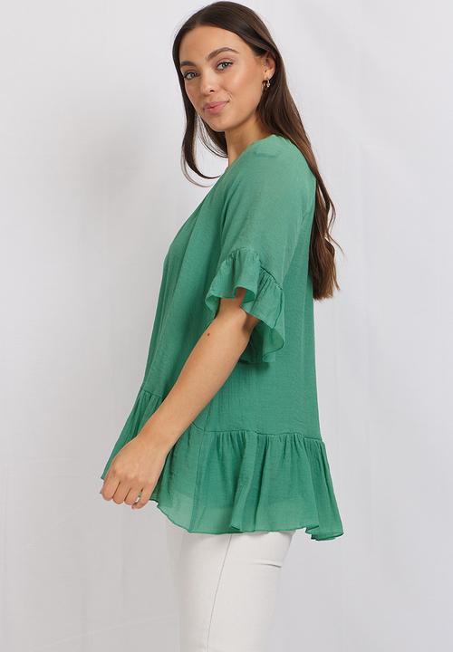 Stella Morgan - Frilled hem smock blouse - green