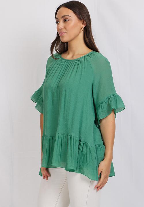 Stella Morgan - Frilled hem smock blouse - green