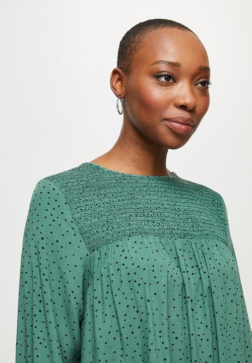 MILLA - Mini smock dress - green & black 