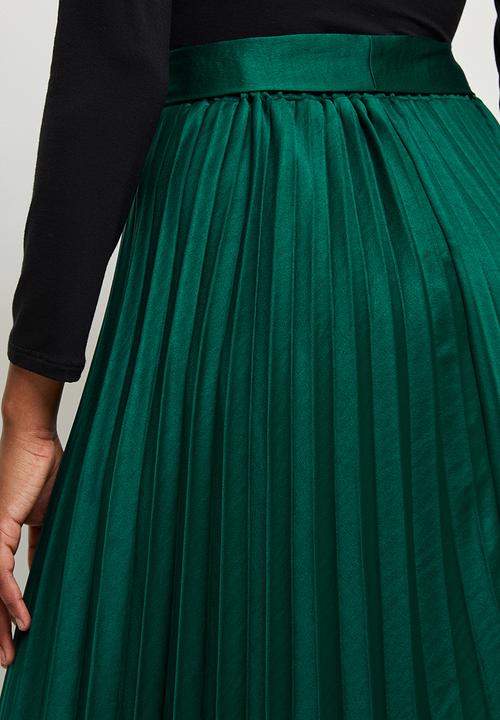 MILLA - Pleated skirt with ties - emerald