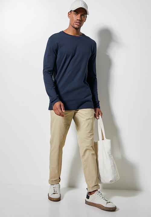 Superbalist - Nate long sleeve crew neck tee - navy 