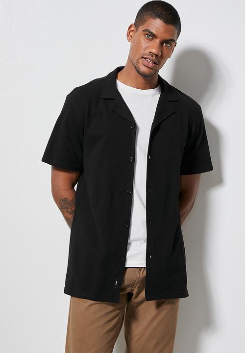 Superbalist - Pique knit resort shirt - black 