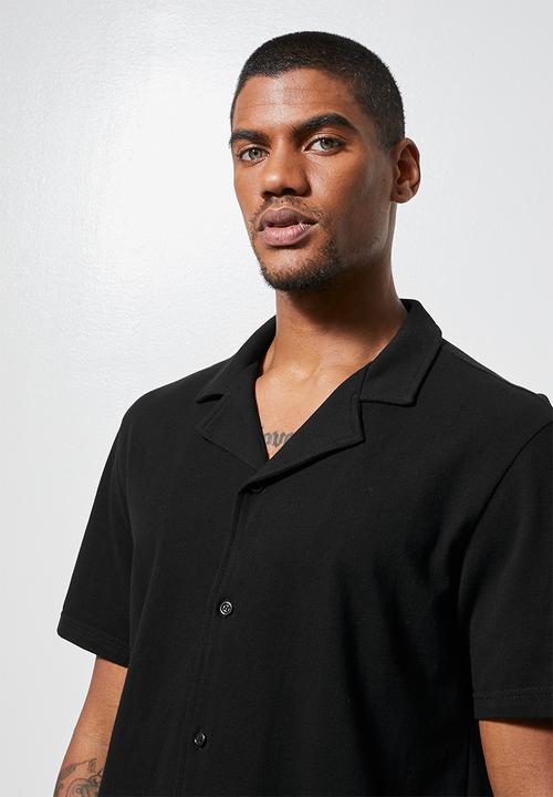 Superbalist - Pique knit resort shirt - black 