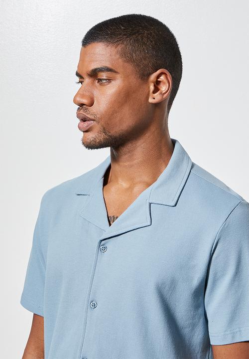 Superbalist - Pique knit resort shirt - dusky blue