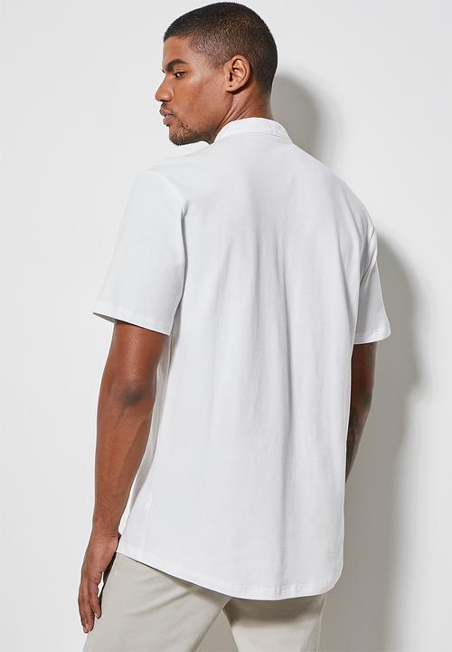 Superbalist - Pique knit mandarin shirt - white