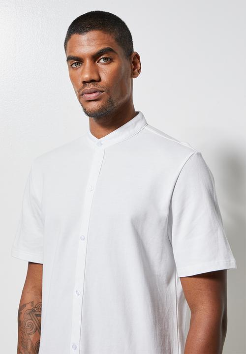 Superbalist - Pique knit mandarin shirt - white
