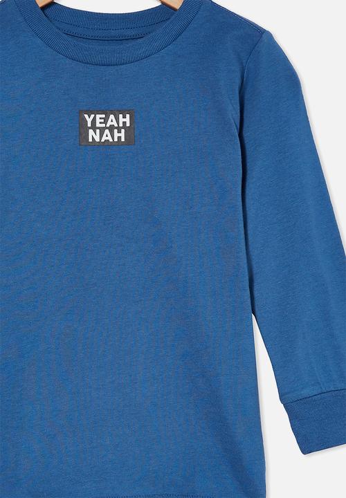 Cotton On - Max long sleeve tee - petty blue/yeah nah