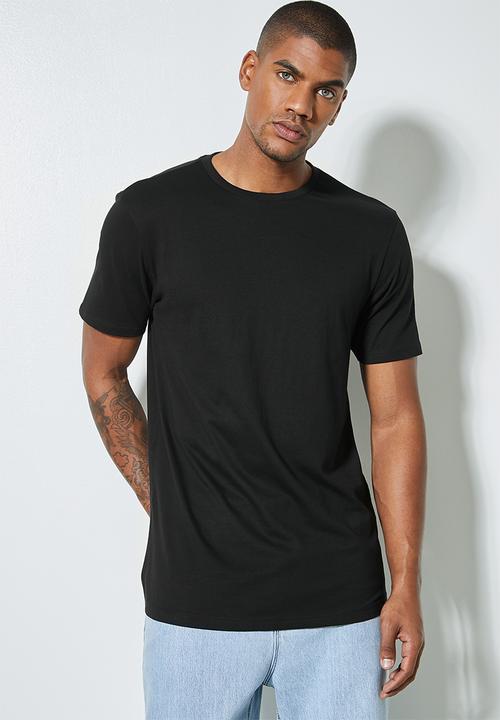 Superbalist - 3-pack barney longline curved hem tee - black