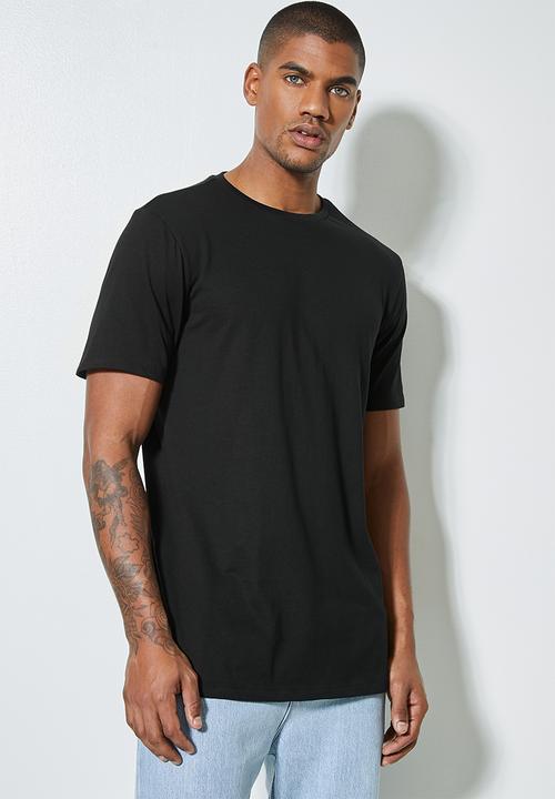 Superbalist - 3-pack barney longline curved hem tee - black