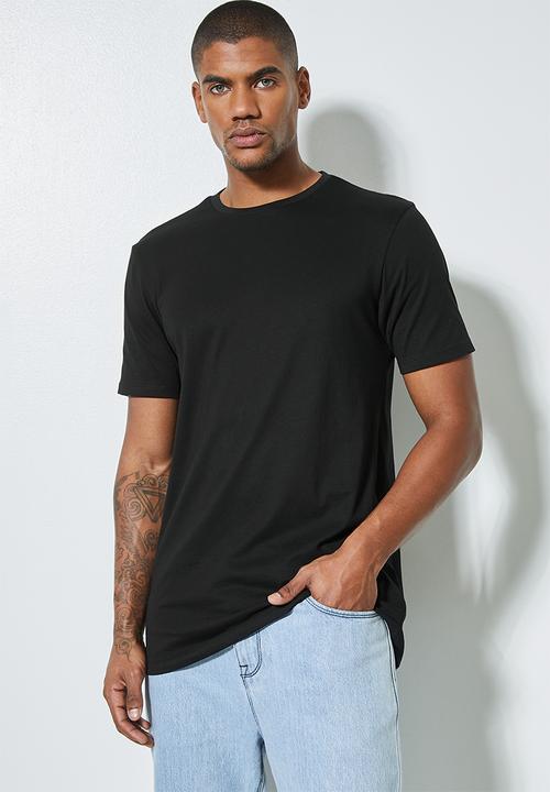 Superbalist - 3-pack barney longline curved hem tee - black