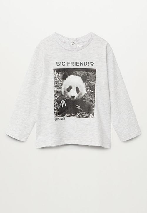 MANGO - T-shirt panda - grey