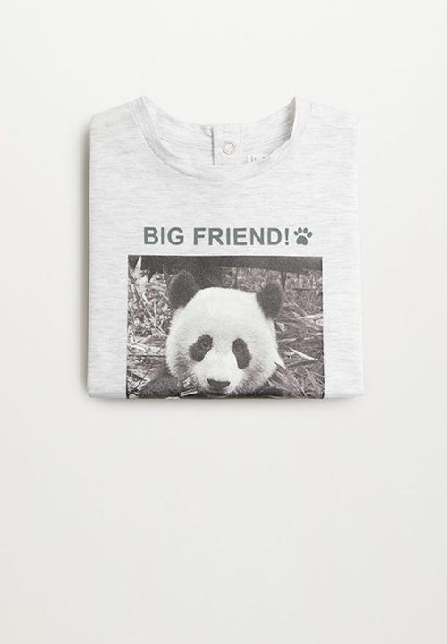 MANGO - T-shirt panda - grey