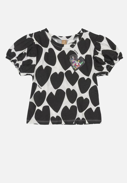 UP Baby - Heart tee & shorts set - black