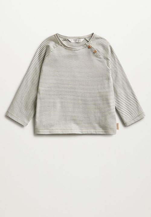MANGO - T-shirt stripes - grey & white 