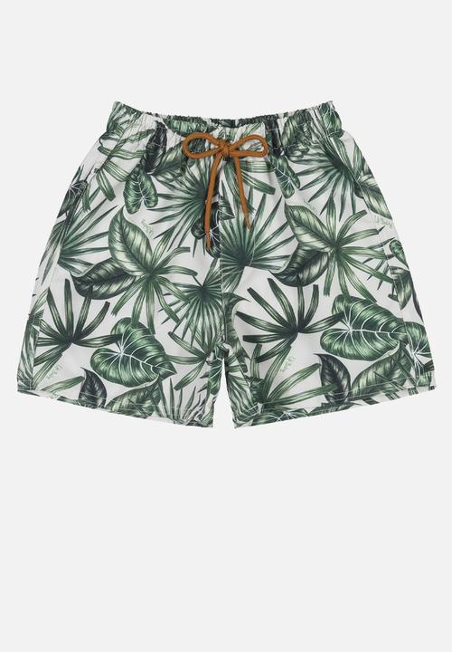 UP Baby - Tee & palm tree shorts - green