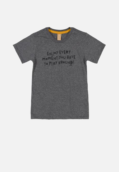 UP Baby - Slogan tee & shorts set - grey & yellow