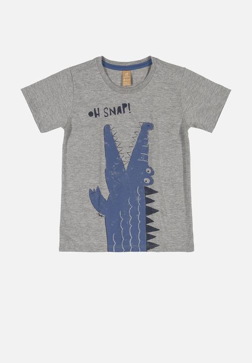 UP Baby - Crocodile tee & shorts set - grey & blue