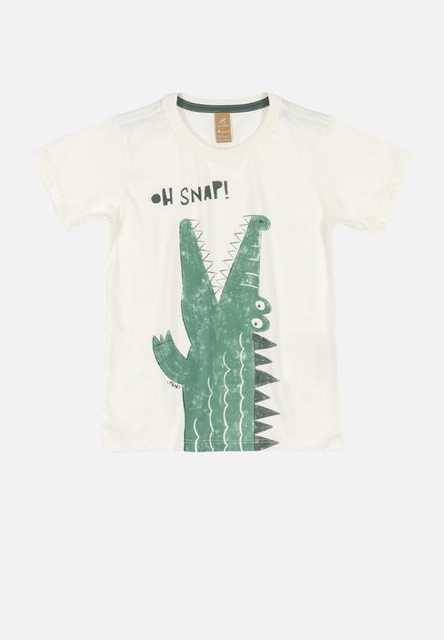 UP Baby - Crocodile tee & shorts set - off white & green 