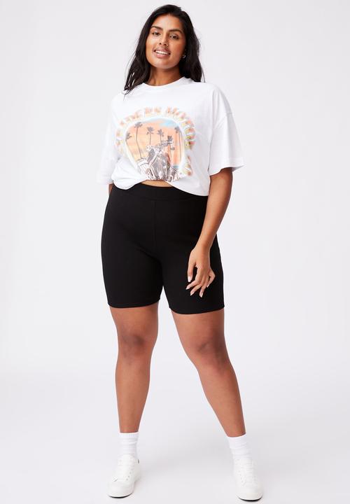Cotton On - Curve beverly rib bike short - black