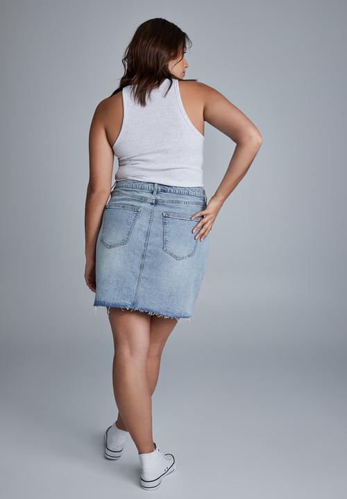 Cotton On - Curve denim mini skirt - lennox blue