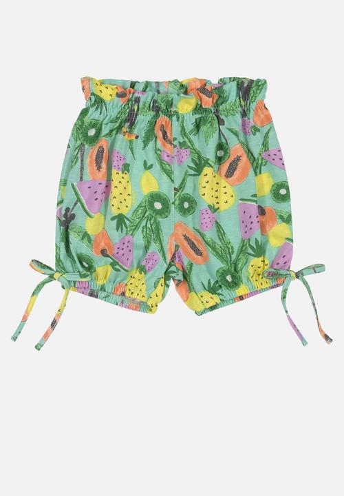 UP Baby - Floral shorts, bodysuit & headband set - green