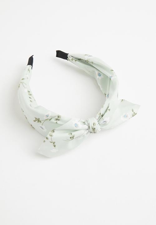 Superbalist - Floral print knotted alice band - green