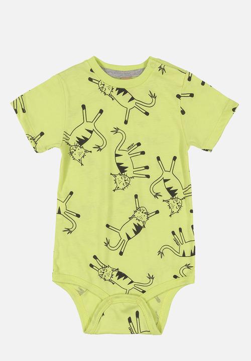 UP Baby - Cat babygrow,shorts & bib set - yellow