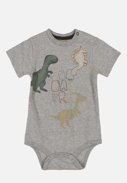 UP Baby - Dino bodysuit & shorts set - grey & black 
