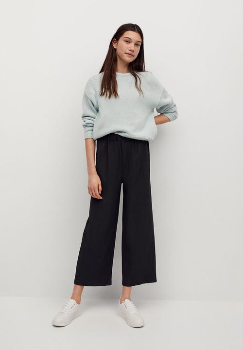 MANGO - Trousers leopart - black