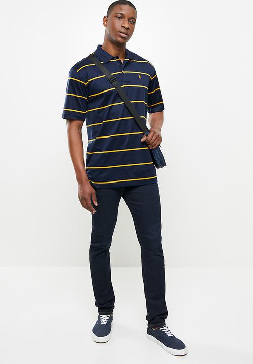 POLO - Hudson golfer - navy & yellow